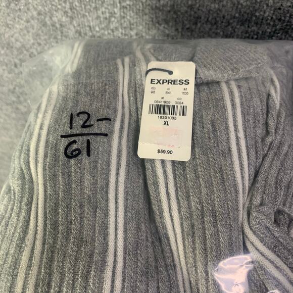 New Express Gray Striped Open Cardigan Size XL Women's - Picture 8 of 9